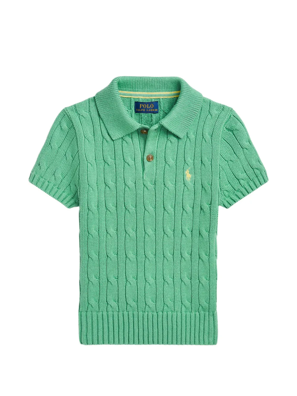 POLO RALPH LAUREN KIDS cable-knit polo shirt Groen