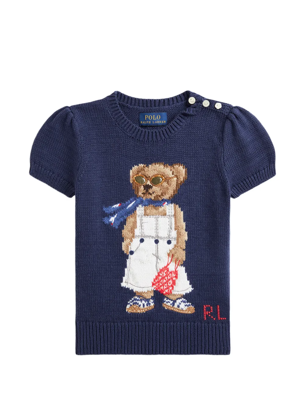 POLO RALPH LAUREN KIDS Polo Bear puff-sleeve T-shirt - Blu