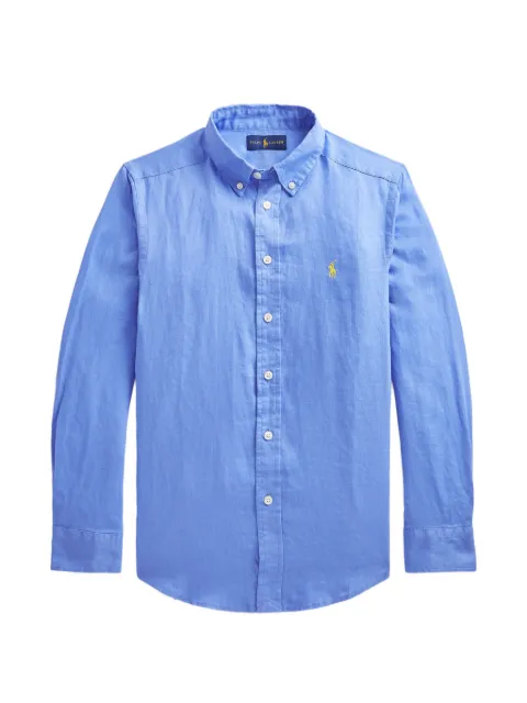 POLO RALPH LAUREN KIDS embroidered-logo linen shirt