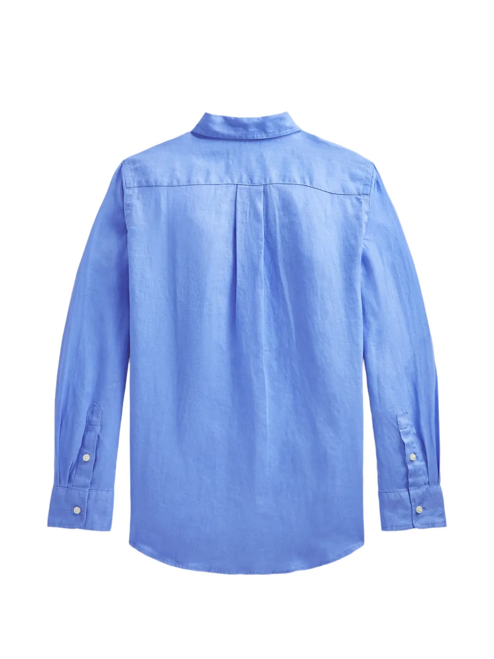POLO RALPH LAUREN KIDS embroidered-logo linen shirt Blauw