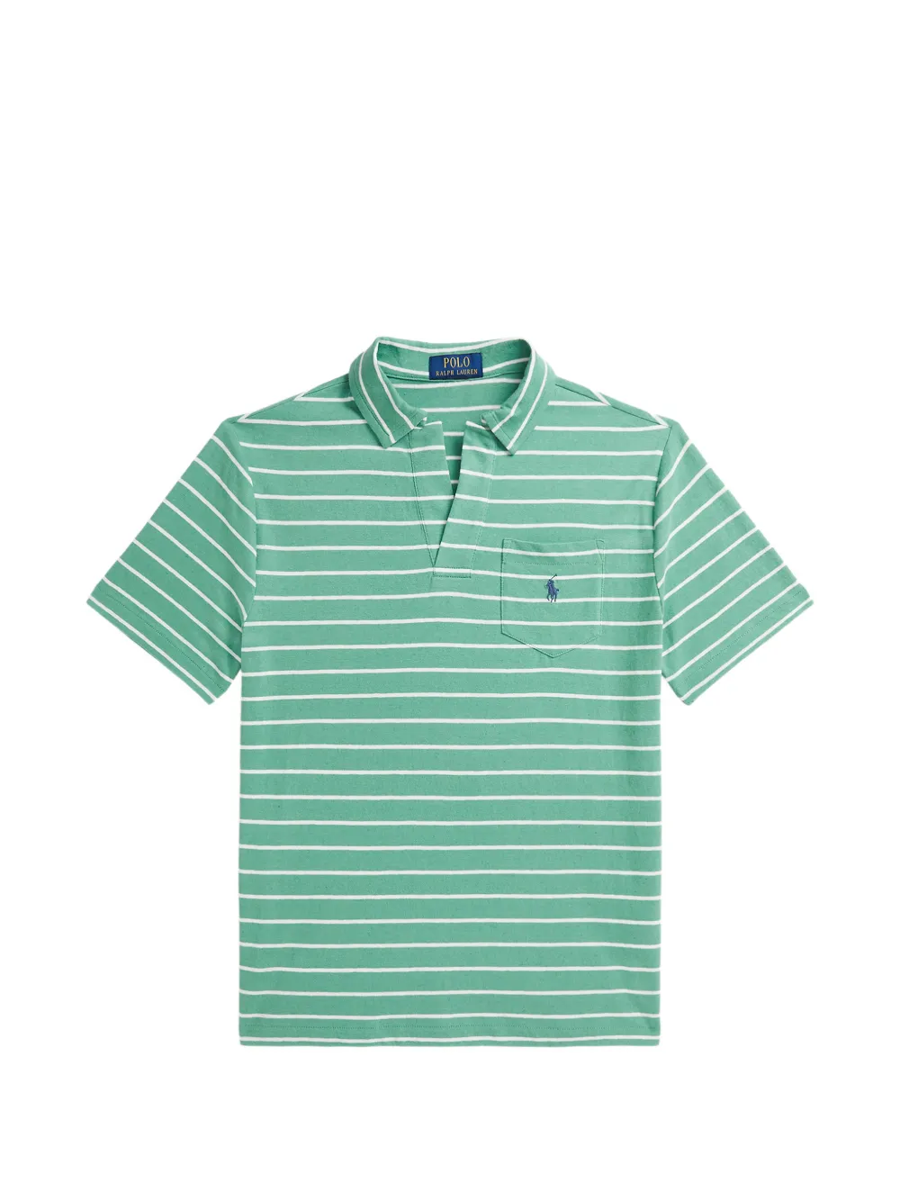 POLO RALPH LAUREN KIDS striped-pattern cotton-blend polo shirt - Grün