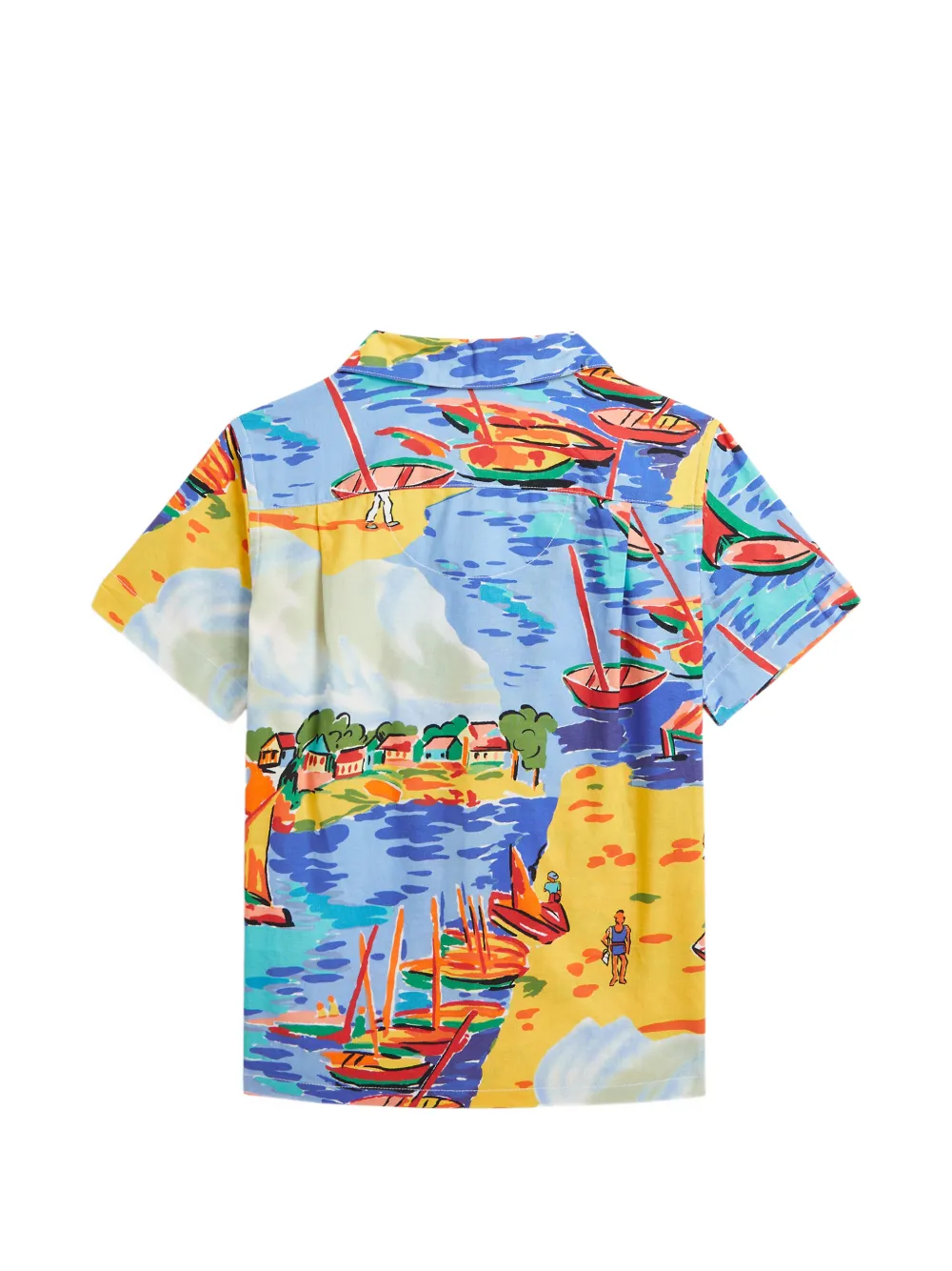 POLO RALPH LAUREN KIDS Riviera-print cotton camp shirt Blauw