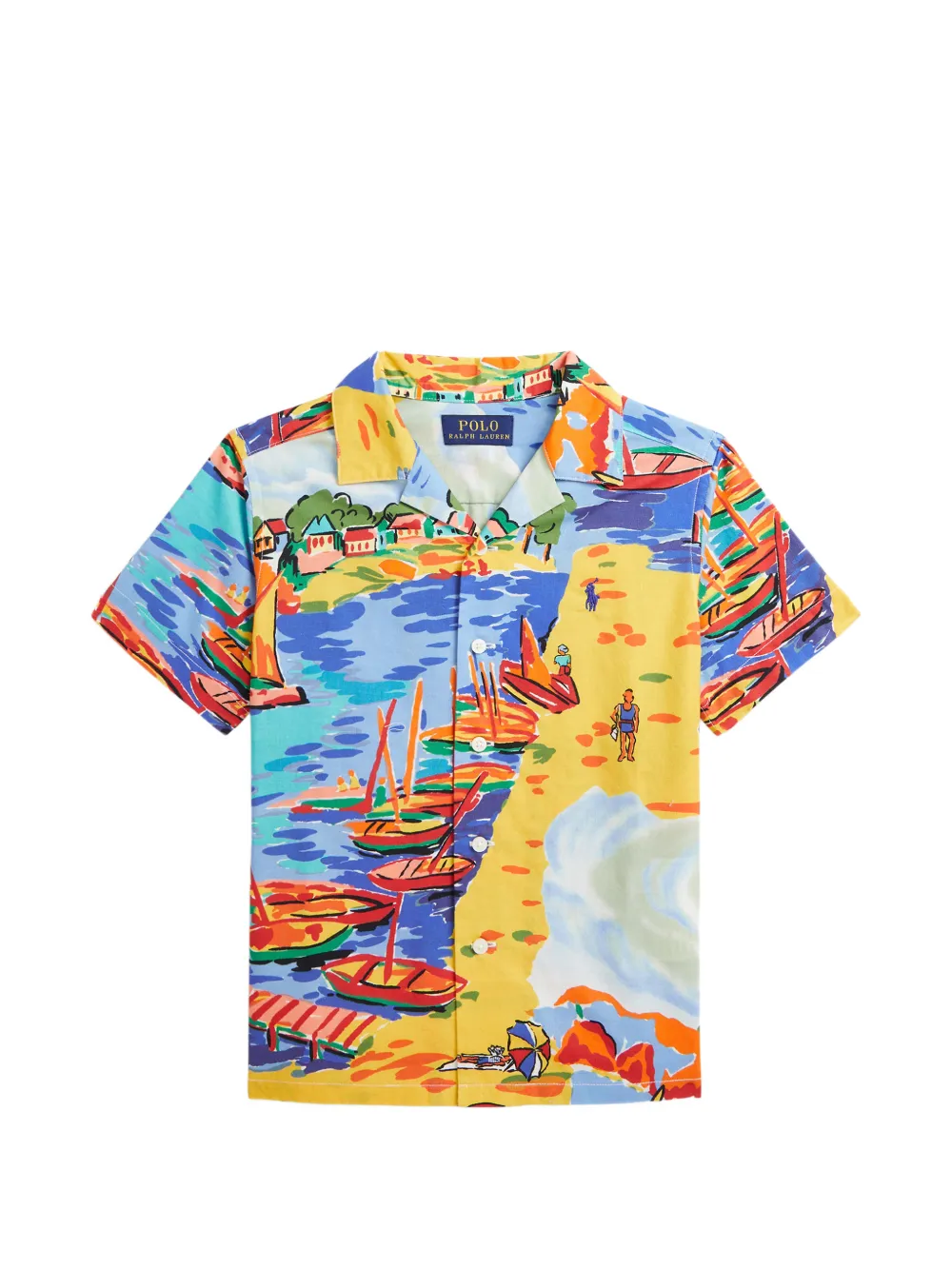 POLO RALPH LAUREN KIDS Riviera-print cotton camp shirt - Blau