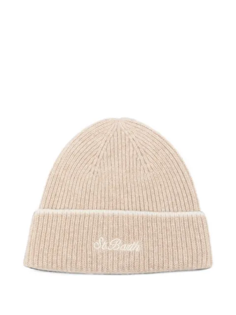MC2 Saint Barth Kids logo-embroidered ribbed-knit beanie hat