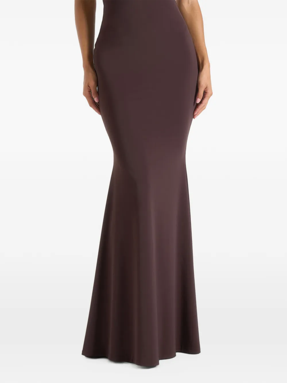 Manière De Voir Ondine in brown halter fishtail maxi dress with hardware back detail - Marrone