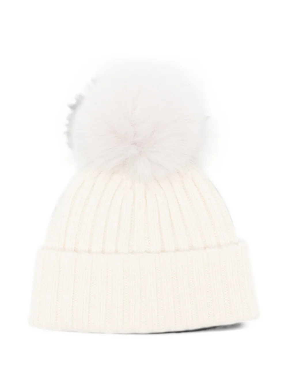 MC2 Saint Barth Kids logo-embroidered pompom beanie hat Beige