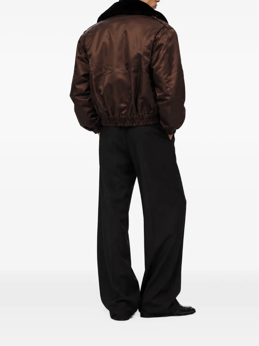 Willy Chavarria Uniform bomberjack met kraag van imitatiebont Bruin