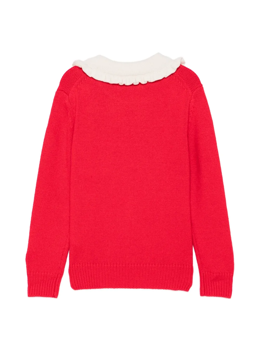 MC2 Saint Barth Kids Dizzy ruffled-collar slogan-embroidered sweater Rood