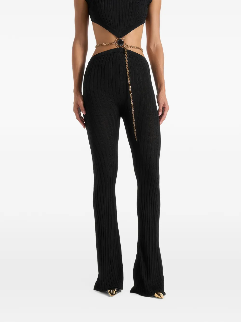 Manière De Voir Zelda ribgebreide jumpsuit met kettingriem Zwart