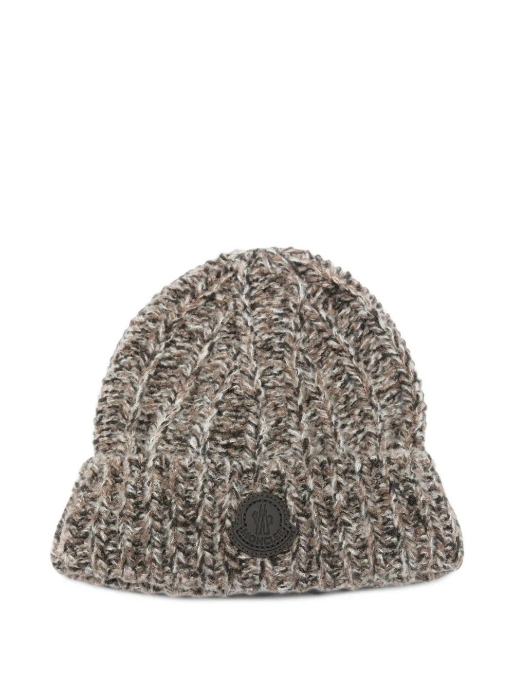 Moncler chunky-knit logo-patch beanie Beige