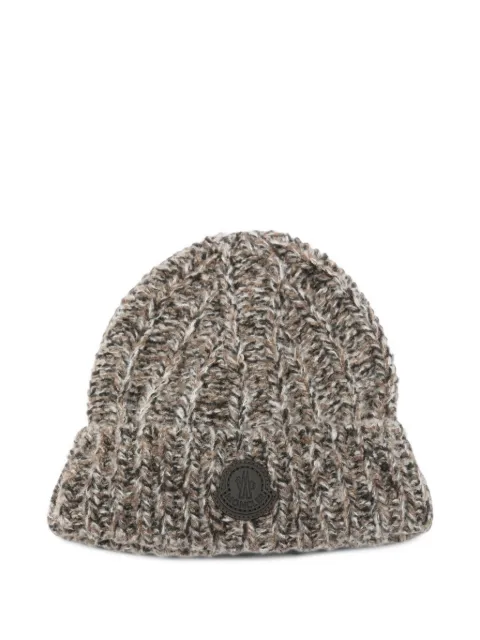 Moncler bonnet en maille épaisse à patch logo