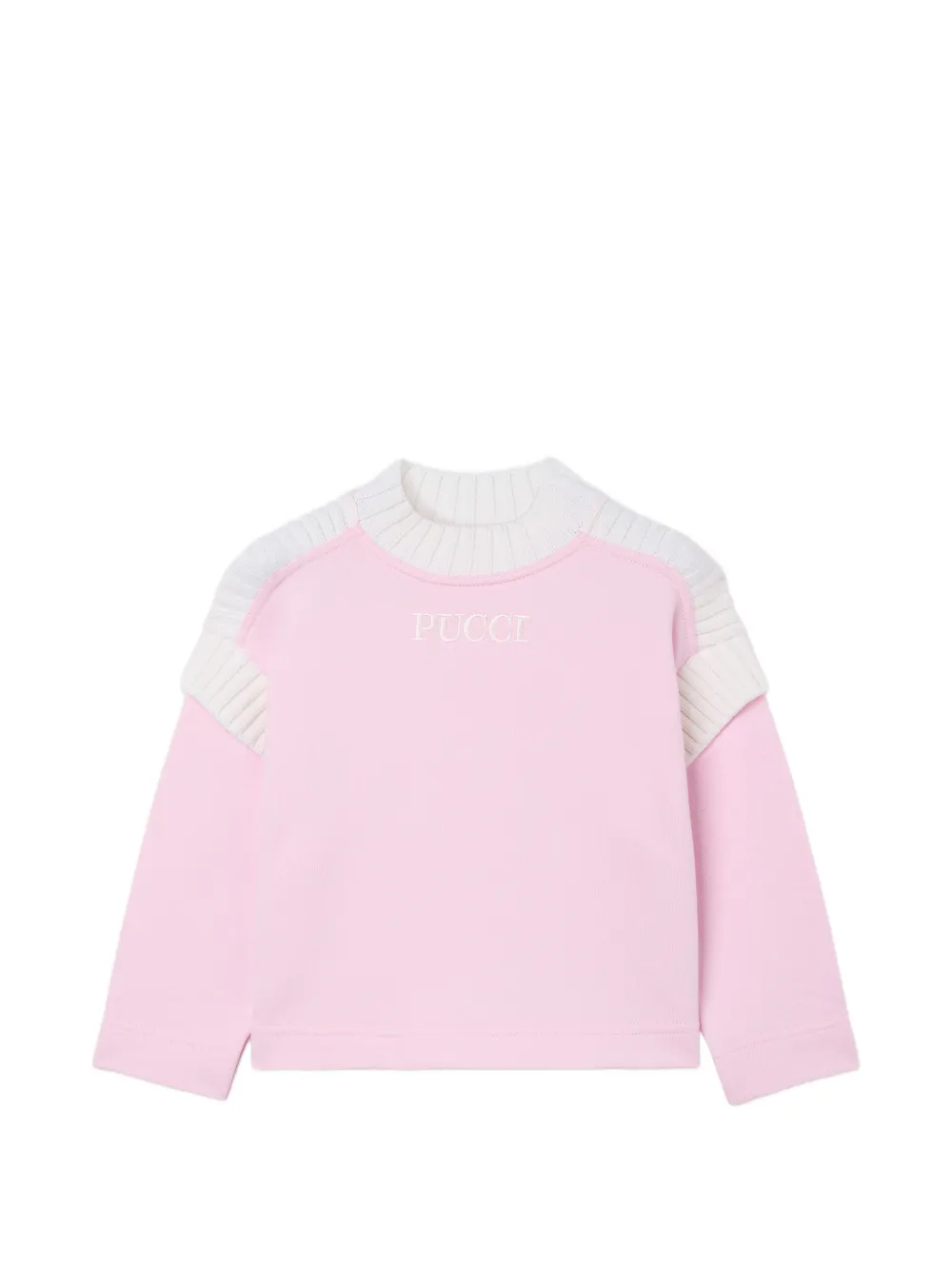 PUCCI Junior logo-embroidered ribbed-panel sweatshirt - Rosa
