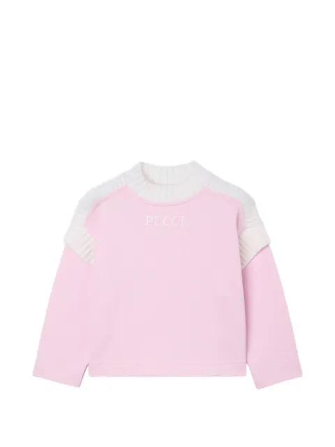 PUCCI Junior logo-embroidered ribbed-panel sweatshirt