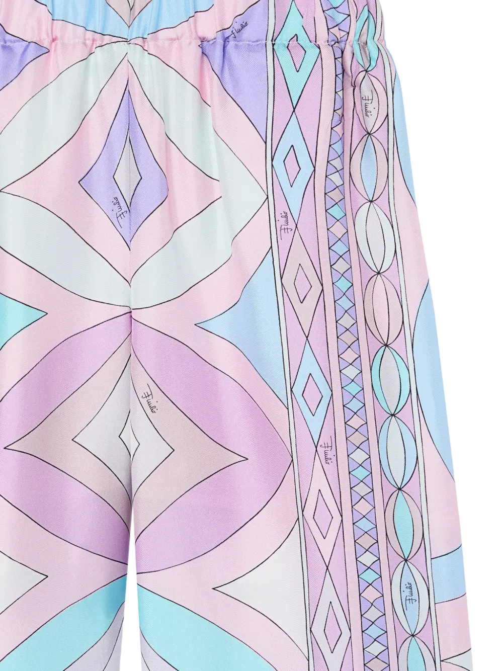 PUCCI Junior Collane print silk trousers Roze