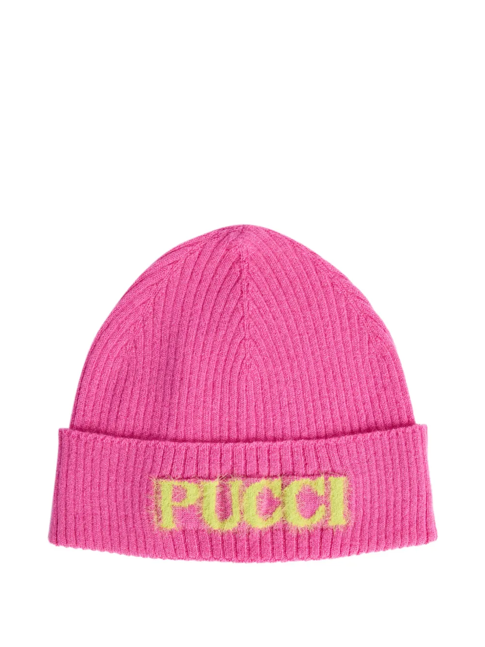 PUCCI Junior logo-intarsia ribbed knitted hat - Rosa