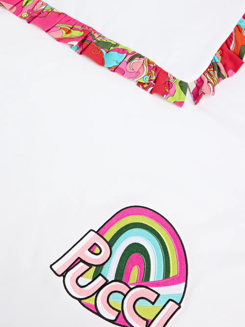 PUCCI Junior Deken met ruches en logo-patch Wit