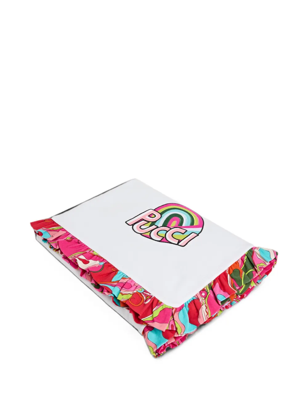 PUCCI Junior Deken met ruches en logo-patch Wit