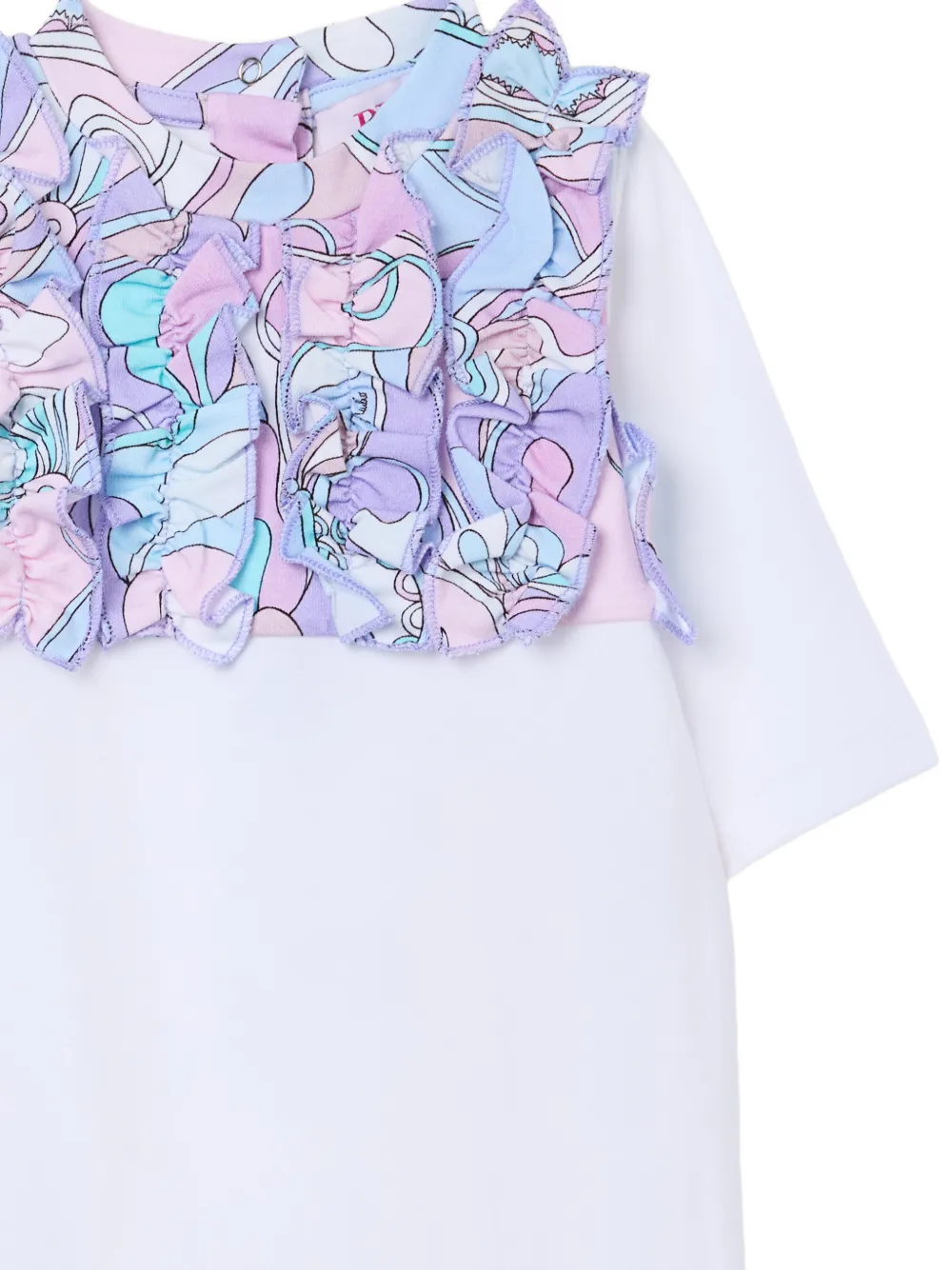 PUCCI Junior Orchidee print ruffled babygrow set (set of three) Wit