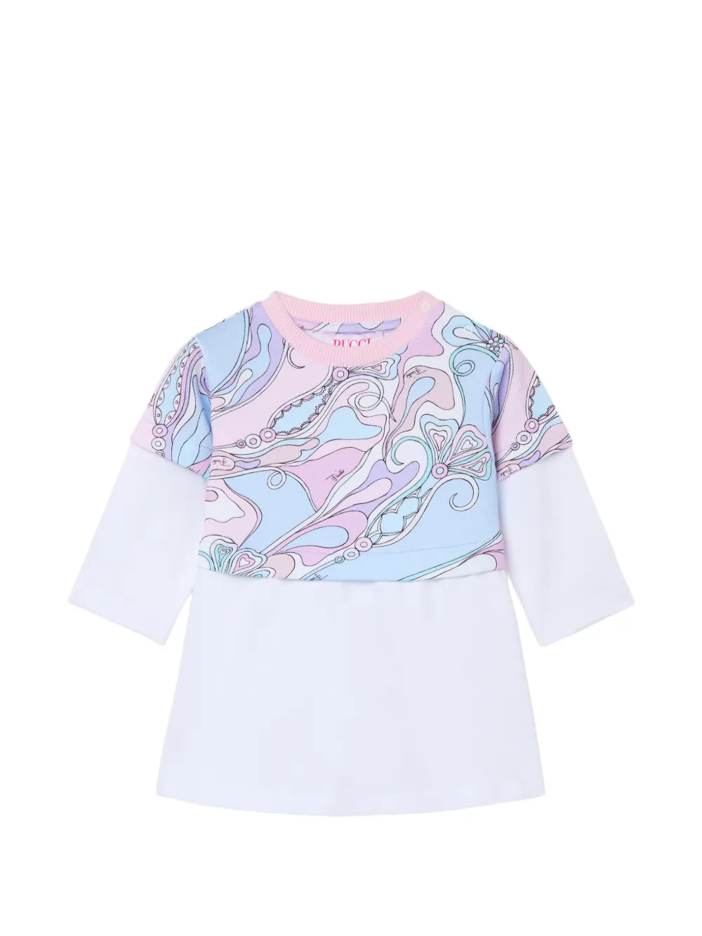 PUCCI Junior robe courte à imprimé Orchidee et effet superposé - Blanc PUCCI Junior robe courte à imprimé Orchidee et effet superposé - Blanc