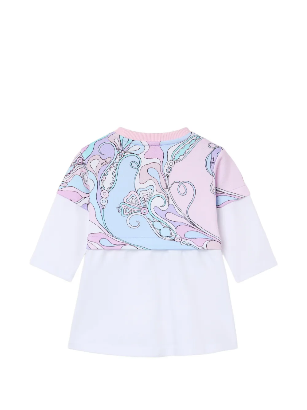 PUCCI Junior Orchidee-print layered-effect mini dress Wit