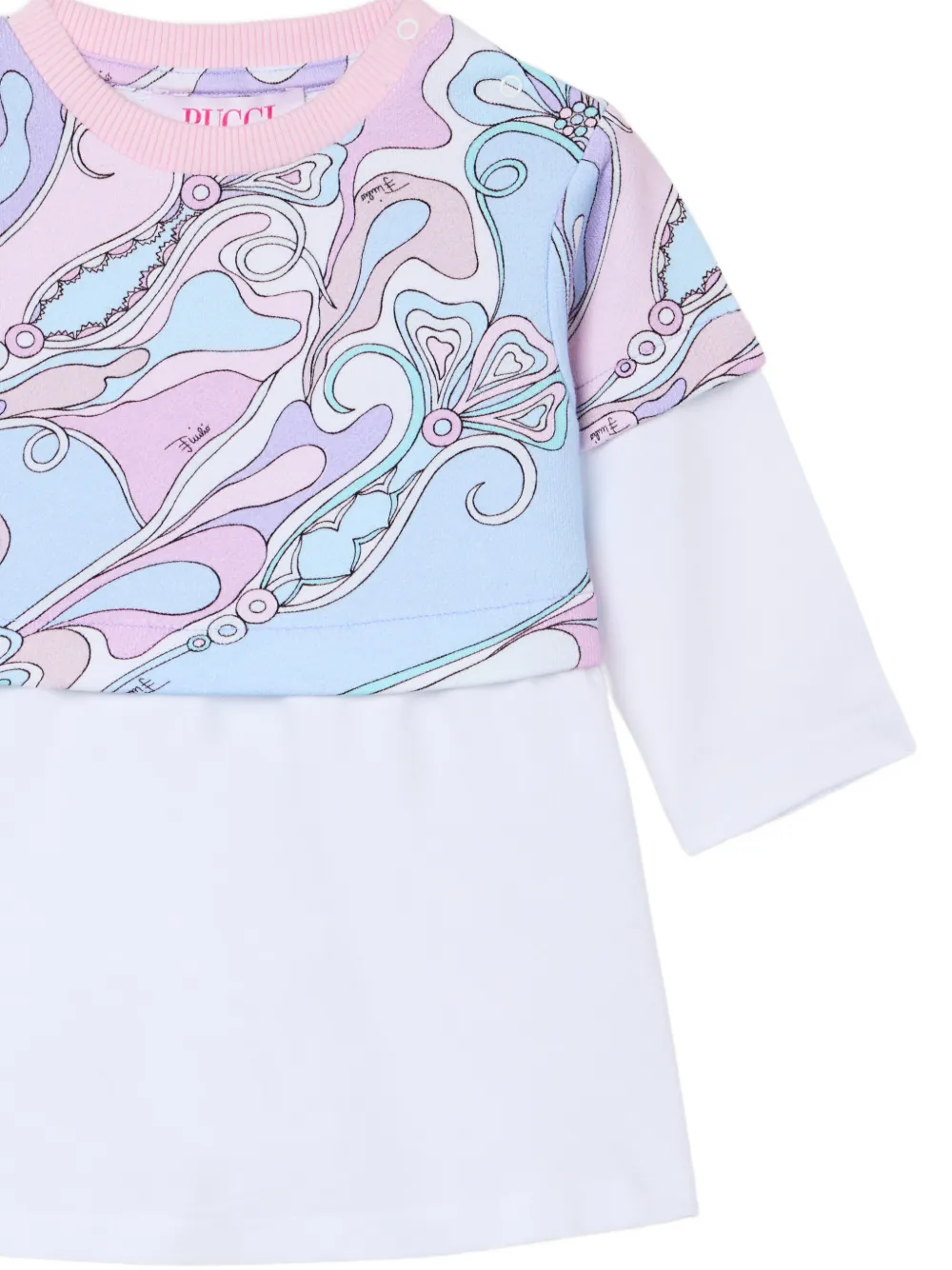 PUCCI Junior Orchidee-print layered-effect mini dress Wit