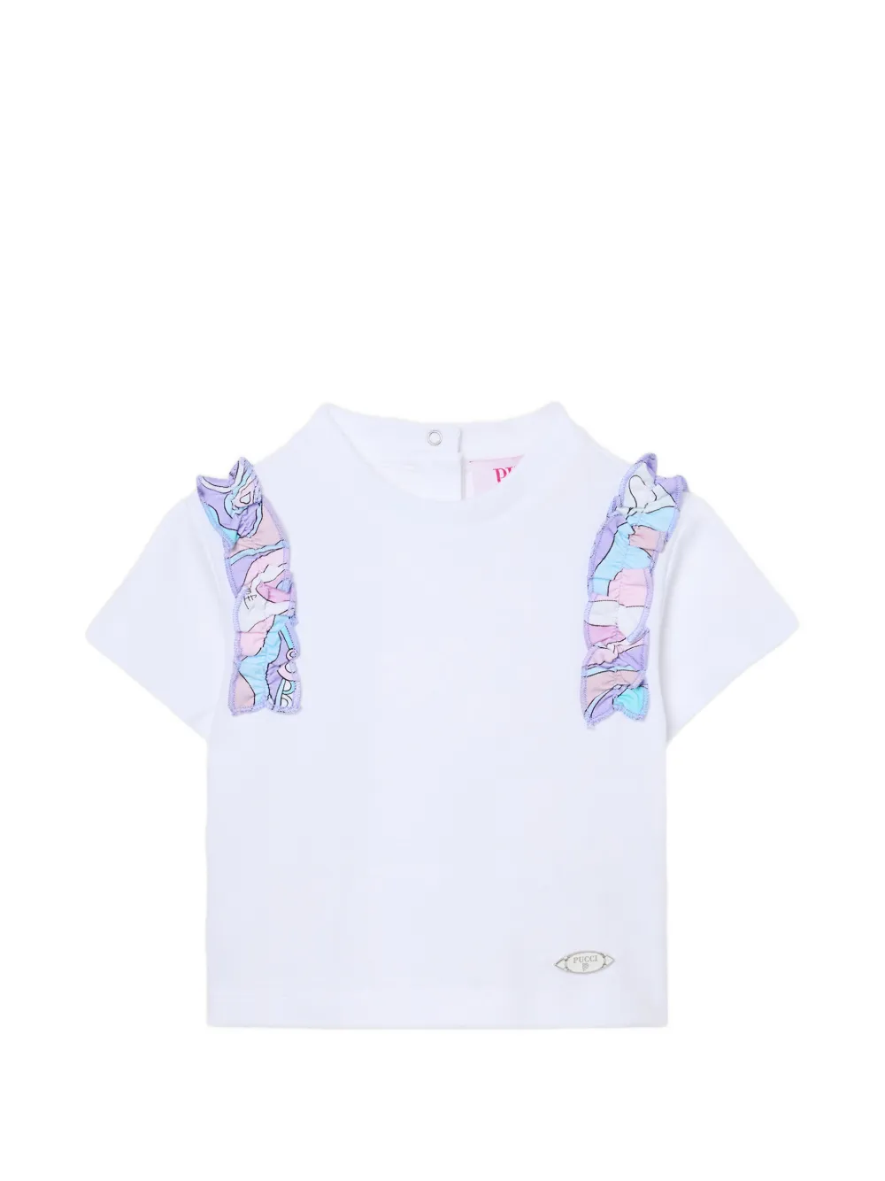PUCCI Junior organic cotton ruffled T-shirt - Weiß
