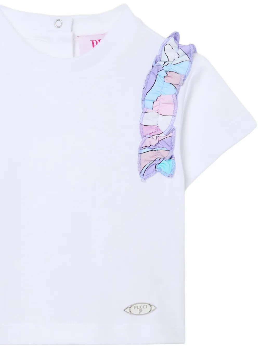 PUCCI Junior organic cotton ruffled T-shirt Wit