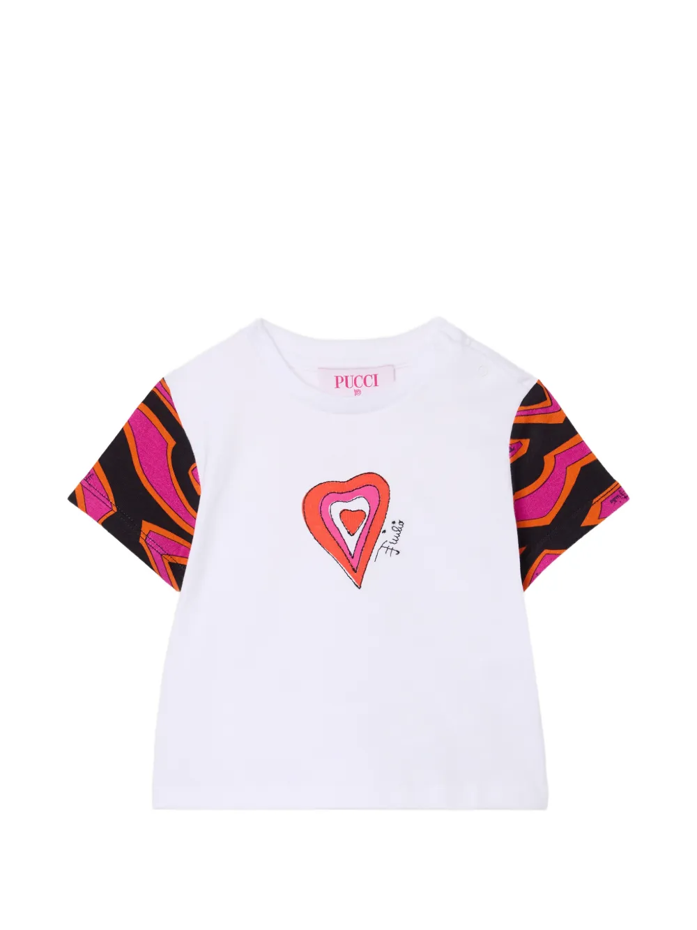 PUCCI Junior printed-sleeves organic-cotton T-shirt - Weiß