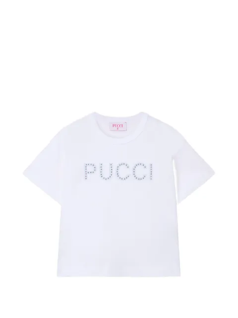 PUCCI Junior t-shirt à logo strassé