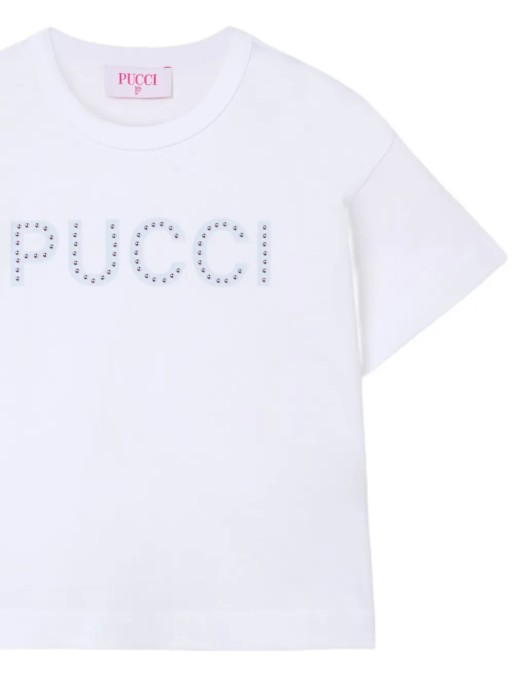 PUCCI Junior rhinestone-logo T-shirt Wit