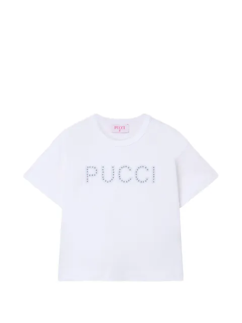 PUCCI Junior rhinestone-logo T-shirt