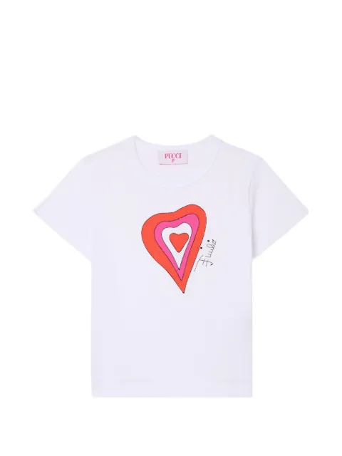 PUCCI Junior t-shirt à imprimé cœur