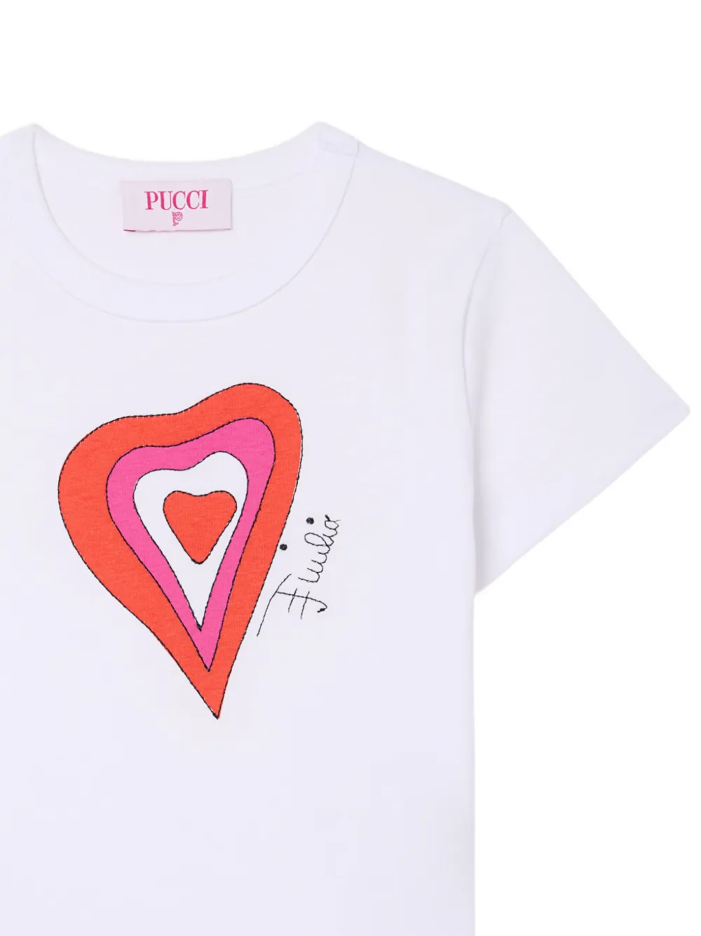 PUCCI Junior heart-print organic-cotton T-shirt Wit