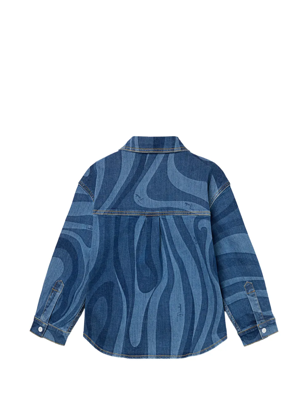 PUCCI Junior Denim shirt met Marmo-print Blauw