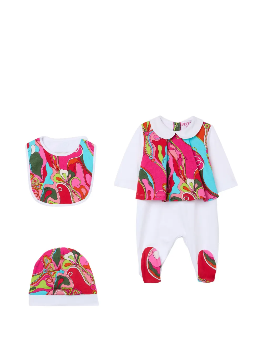 PUCCI Junior abstract-print organic-cotton babygrow set (set of three) - Weiß
