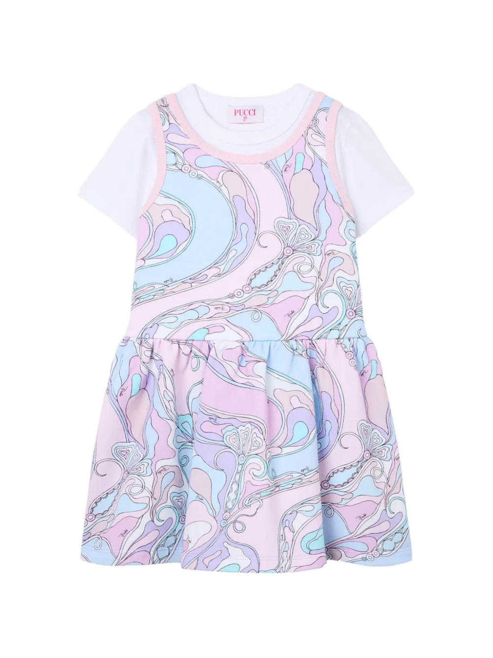 PUCCI Junior robe courte à imprimé Orchidee et effet superposé - Rose PUCCI Junior robe courte à imprimé Orchidee et effet superposé - Rose
