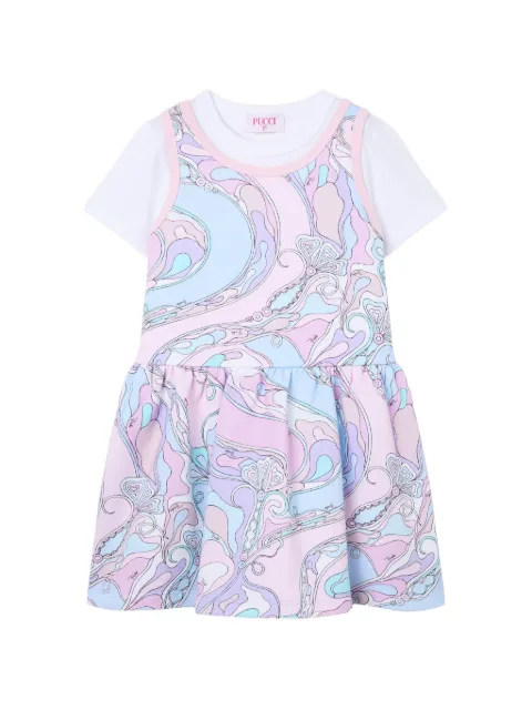 PUCCI Junior Orchidee print layered-effect mini dress