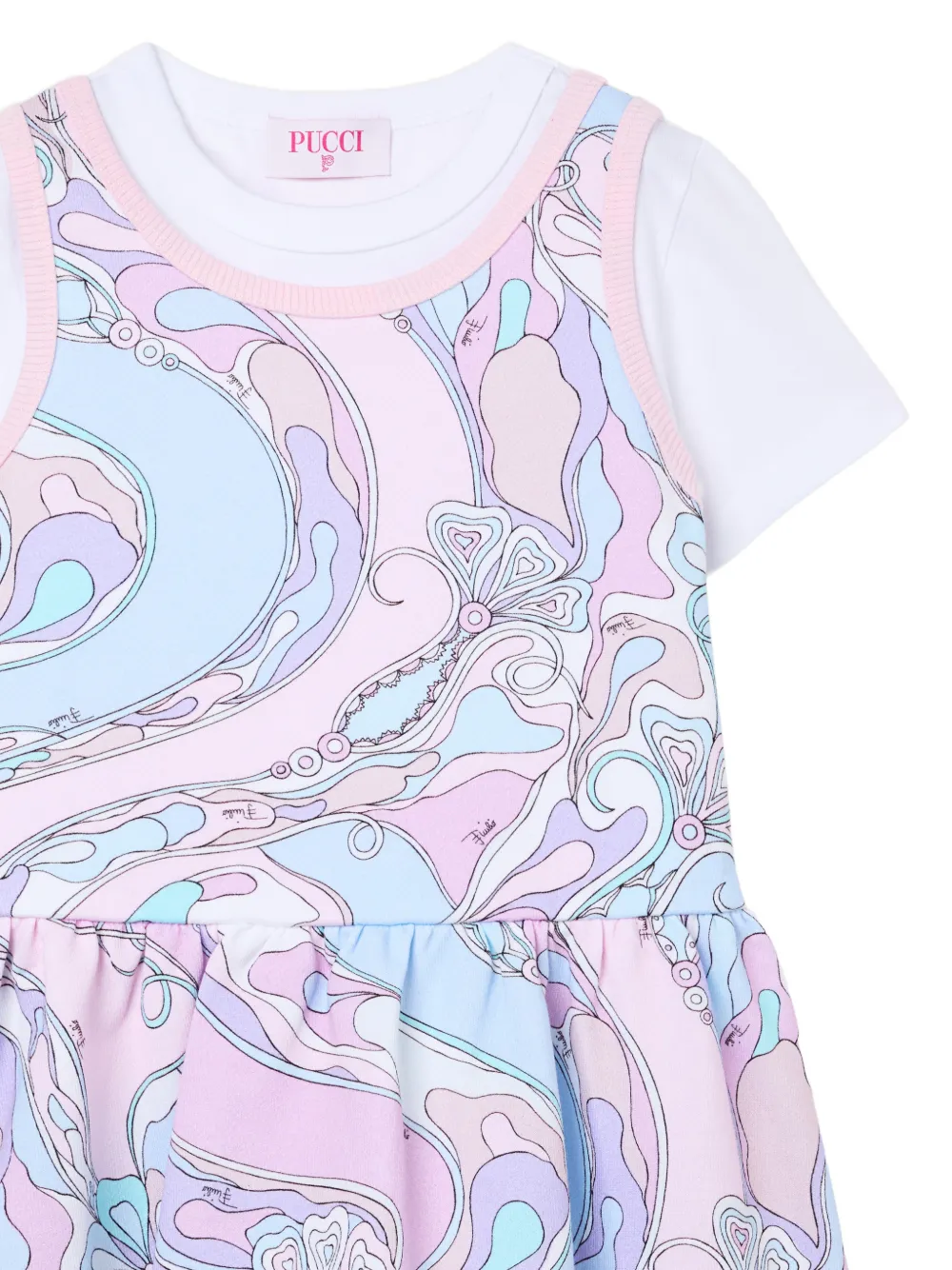 PUCCI Junior Orchidee print layered-effect mini dress Roze