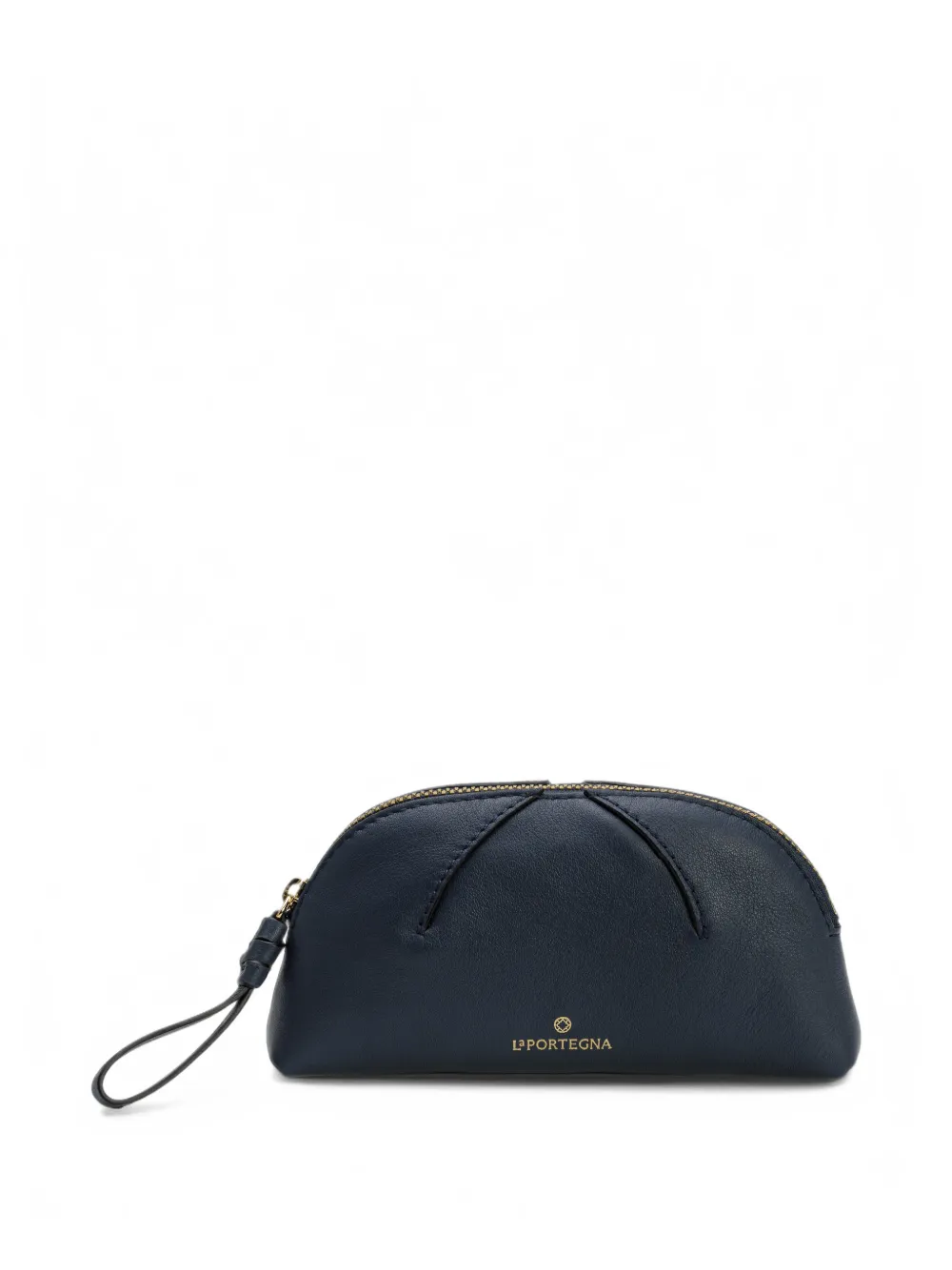 La Portegna Case fan-stitched leather make-up bag - Blu