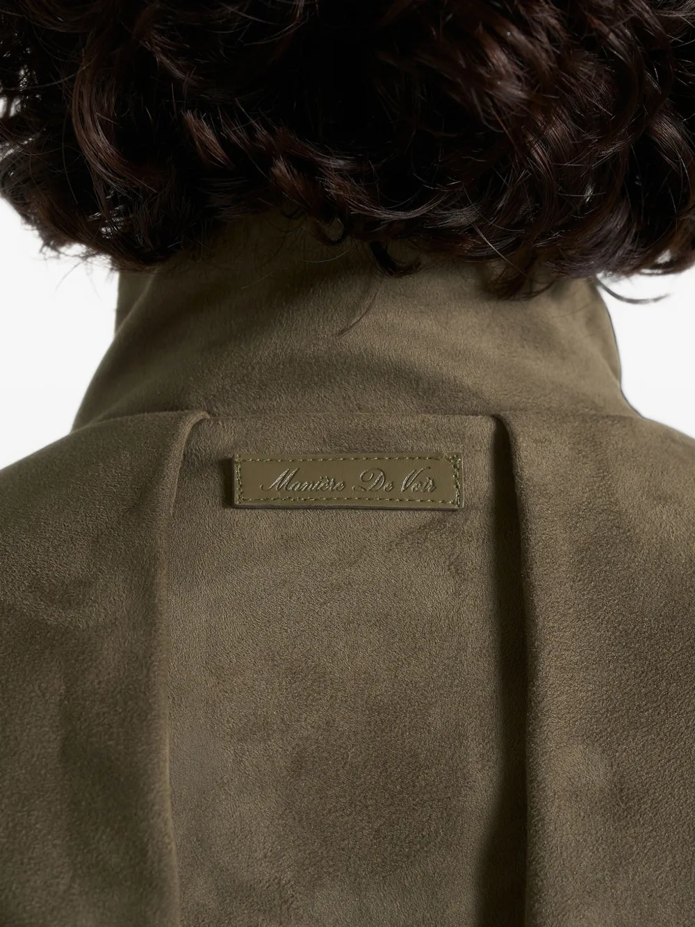 Manière De Voir Kirsty in dark sage oversized pleated suede bomber jacket Groen