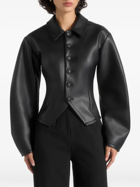 Manière De Voir Maggie in black leather collared hourglass jacket