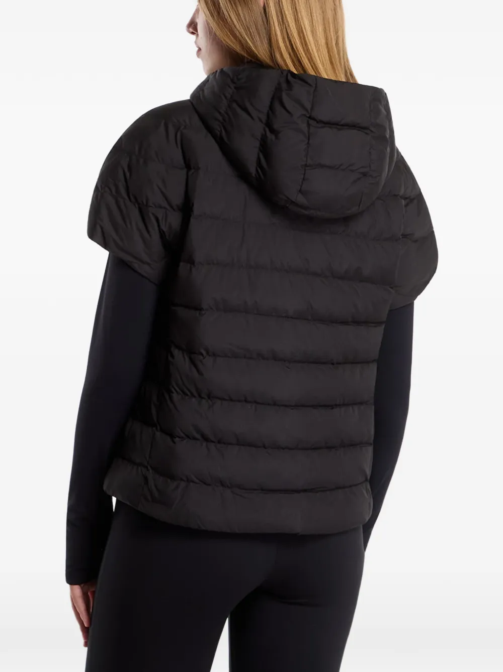 Ea7 Emporio Armani quilted hooded jacket Zwart