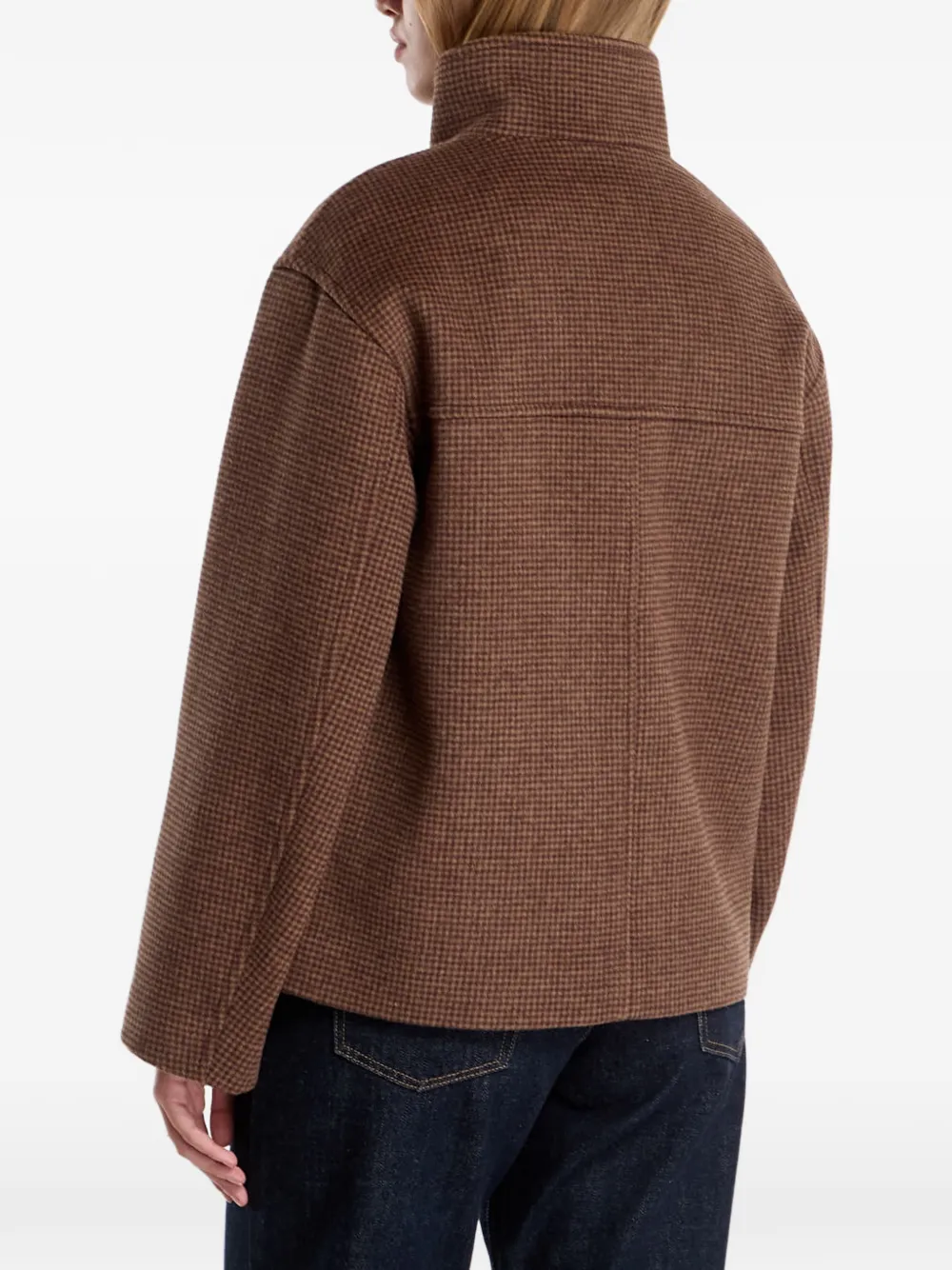 Gant houndstooth-pattern high-neck coat Bruin