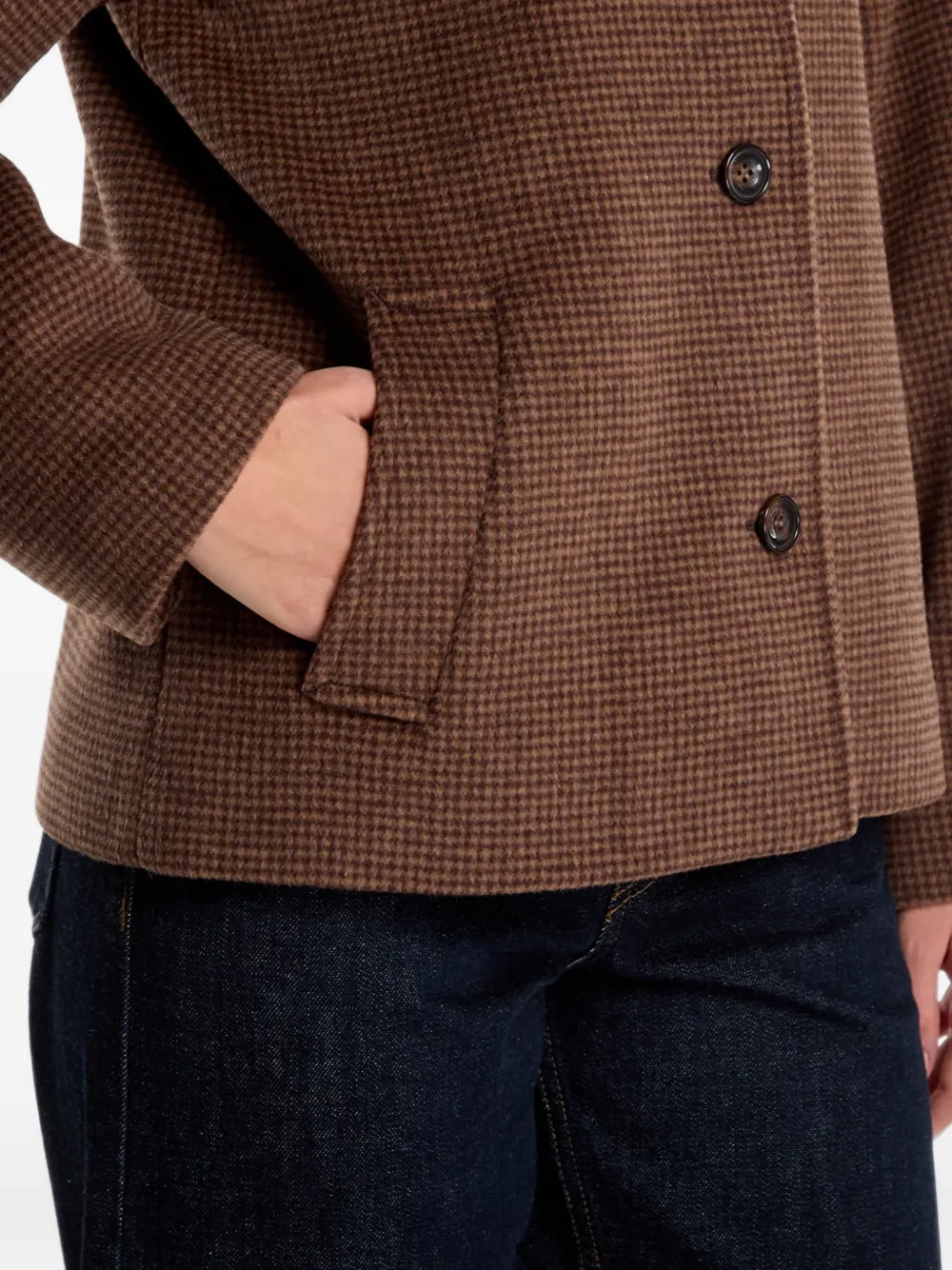 Gant houndstooth-pattern high-neck coat Bruin