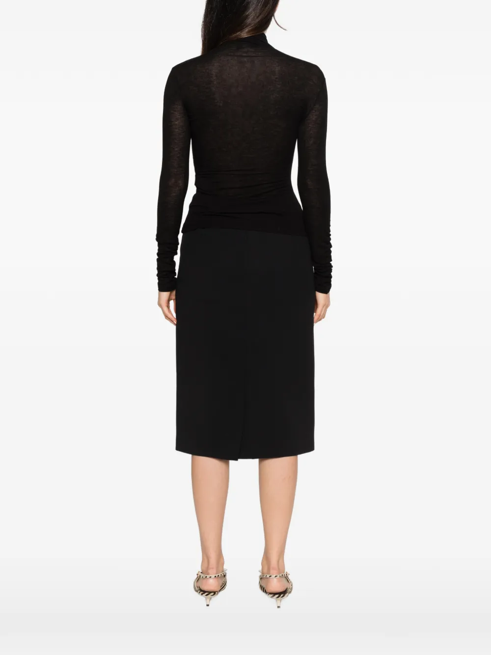 Ermanno Scervino lace-appliqué high-neck sweater Zwart