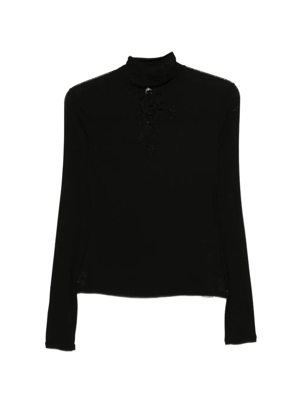 Ermanno Scervino lace-appliqué high-neck sweater Zwart