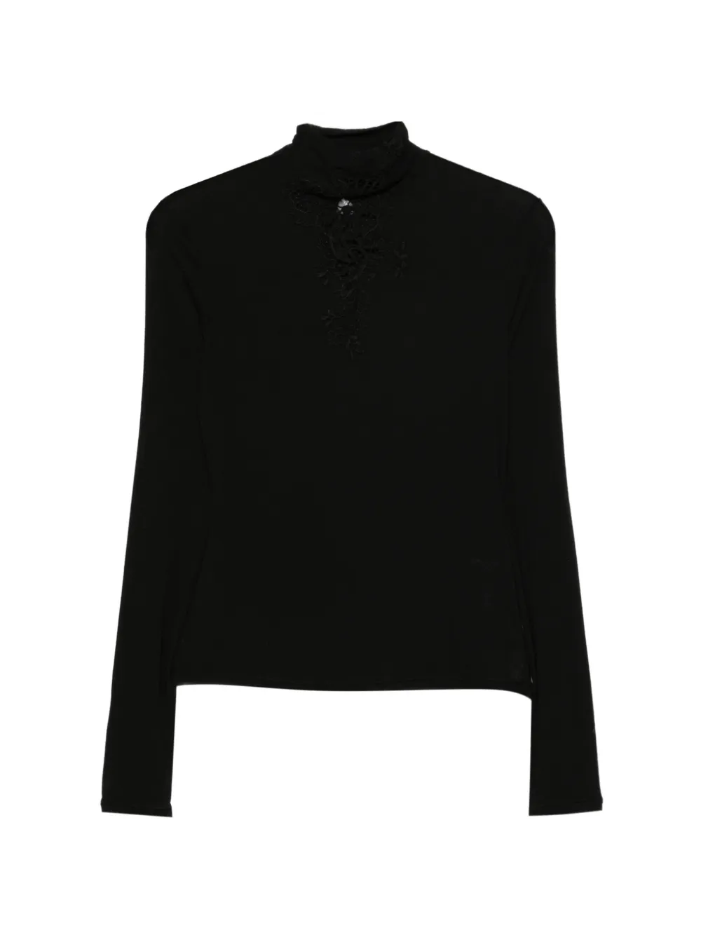 Ermanno Scervino lace-appliqué high-neck sweater Zwart