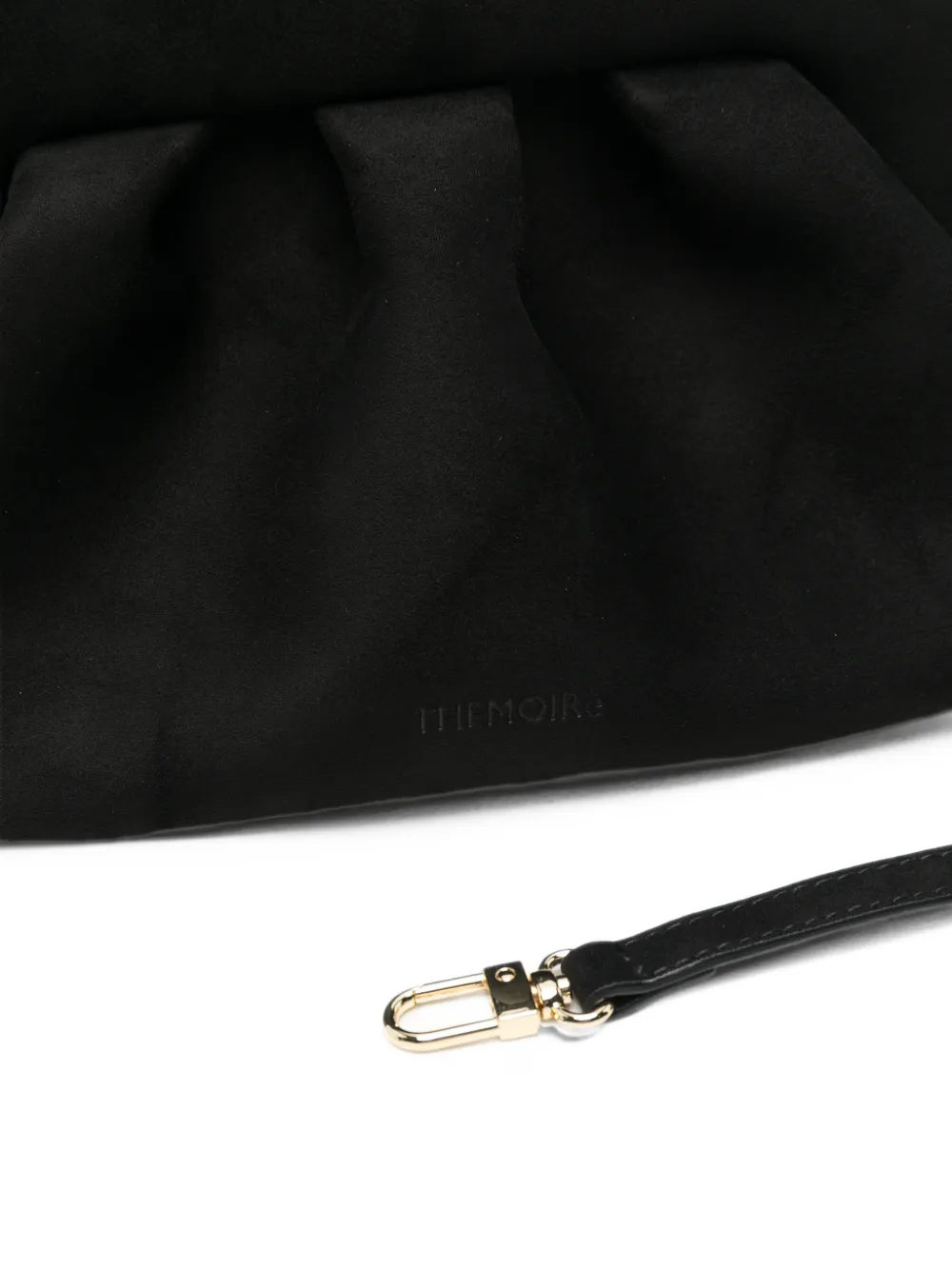 Themoirè medium Bios ruched clutch bag Zwart