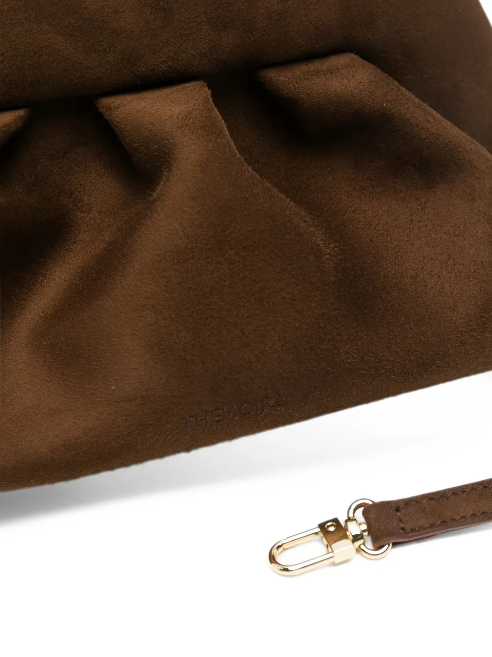 Themoirè medium ruched clutch bag Bruin