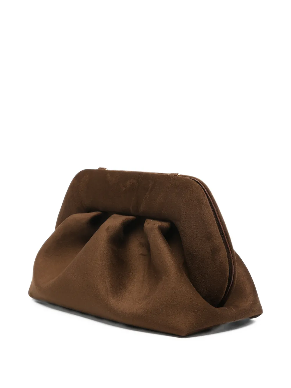 Themoirè medium ruched clutch bag Bruin